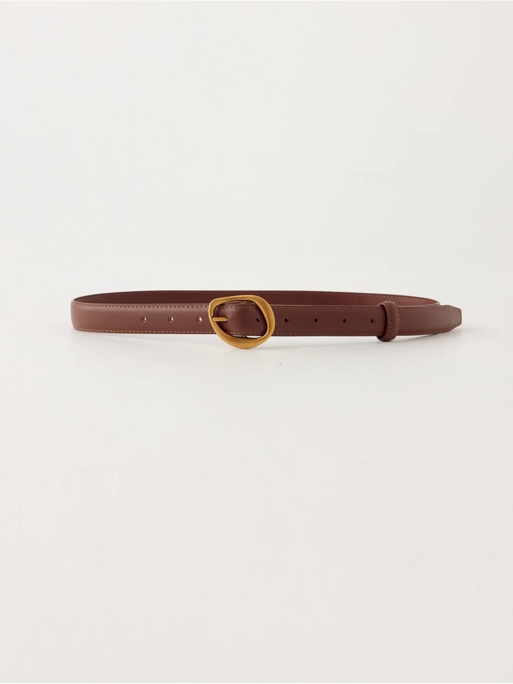 NWT Peppermayo Rosalina Belt -Women’s Slim Brown Leather Belt with Gold Oval